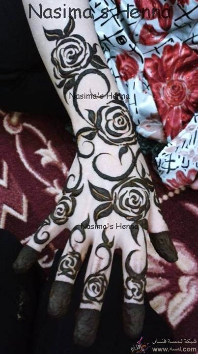 طريقه رسم الورده الجوري والبلدي وزهره اللوتس مع خبيره الحنه فاطيما