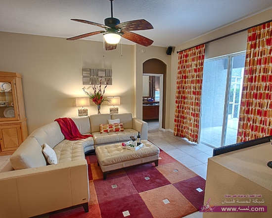 Contemporary Zajac Interiors Heathrow Home Family Room Interior with L Letter Shaped Sofa Setting to Adore