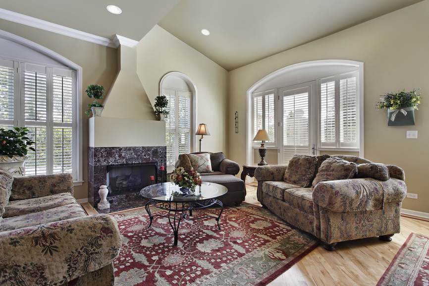 Living room with fireplace