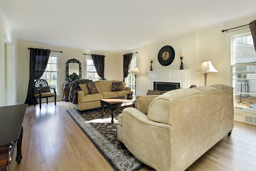Living room with fireplace