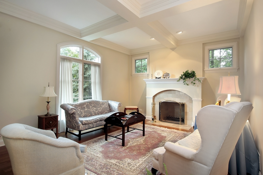 Living room with fireplace