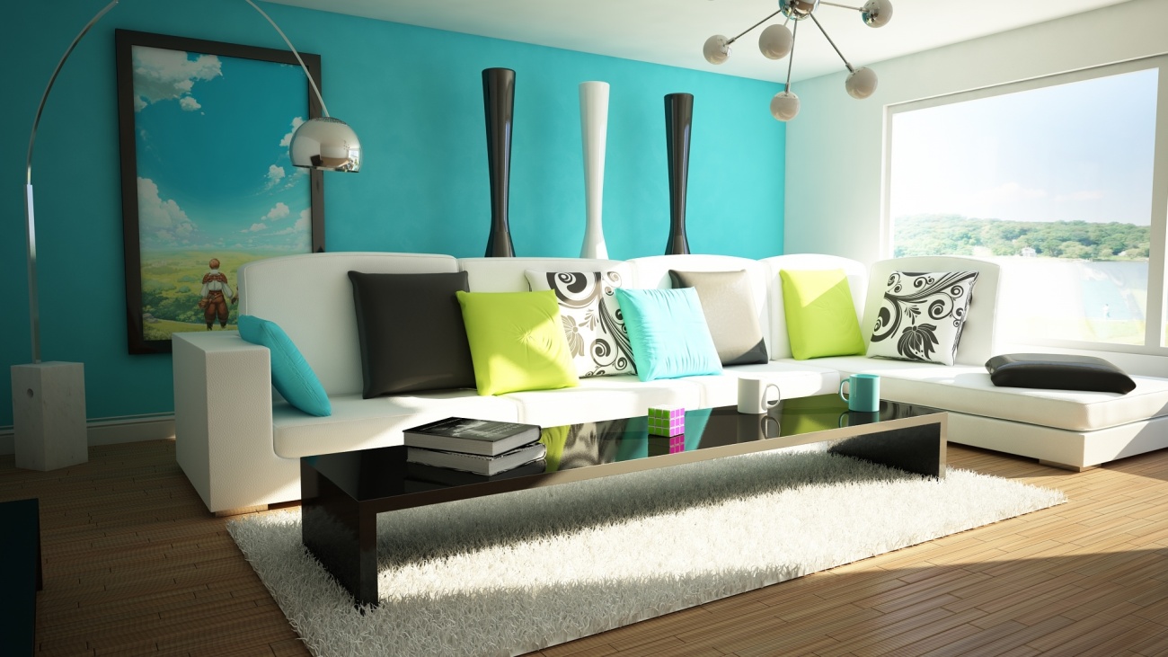 blue-wallpaper-living-room