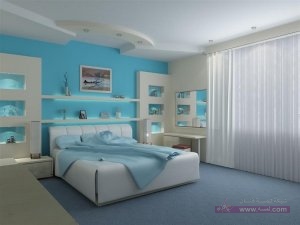 Mixing-Paint-Colors-Bright-Blue-For-Modern-Bedroom-Decor-With-Types-Of-Gypsum-Board-False-Ceiling-800x600