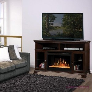 modern-brown-dimplex-electric-fireplace-design-with-grey-sofa-and-grey-shag-rug-for-modern-family-room-decor-contemporar