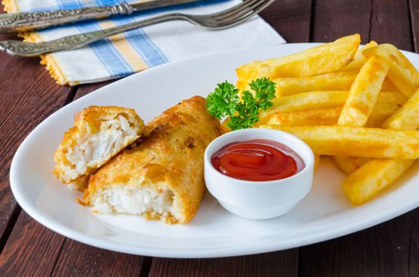 سمك فيليه مع بطاطس للرجيم fish and chips سمك فيليه مع بطاطس للرجيم