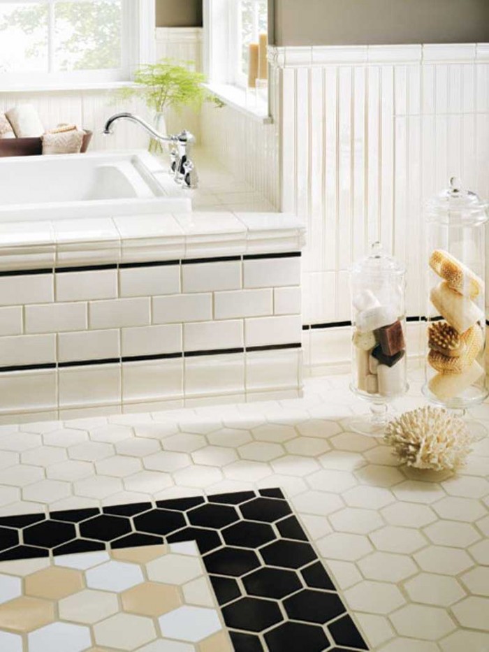 حمامات ابيض واسود تحفه فى غايه الجمال والروعه2014 Bathroom Tile Ideas 10 – Black And White Ceramic Bathroom Tile for Small Bathroom 700x933 حمامات ابيض واسود تحفه فى غايه الجمال والروعه2014