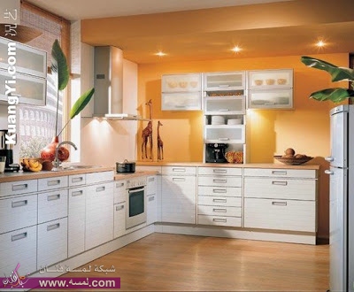 Kitchen-with-orange-wall+paint-1
