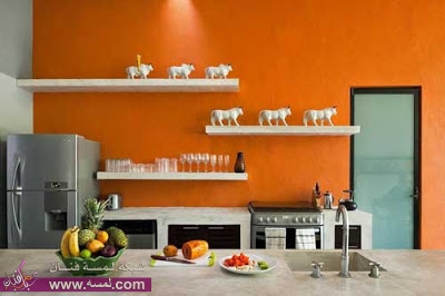 Kitchen-with-orange-wall+paint