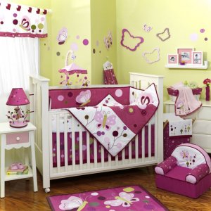bedroom-cute-custom-white-portable-crib-with-toddler-rail-as-well-as-pink-mini-shade-lamps-on-white-nightstand-also-chic-pink-rugs-on-wooden-floors-inspiring-baby-girl-room-ideas-cute-baby-girl-room-i-945x945