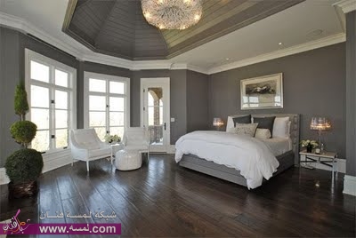 احدث صور وإشكال لديكورات دهانات الحوائط باللون الرمادي (الرصاصي ) bedroom with gray wall paint 1 احدث صور وإشكال لديكورات دهانات الحوائط باللون الرمادي (الرصاصي )