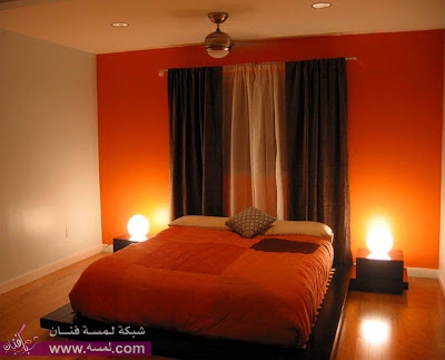 bedroom-with-orange-wall-paint