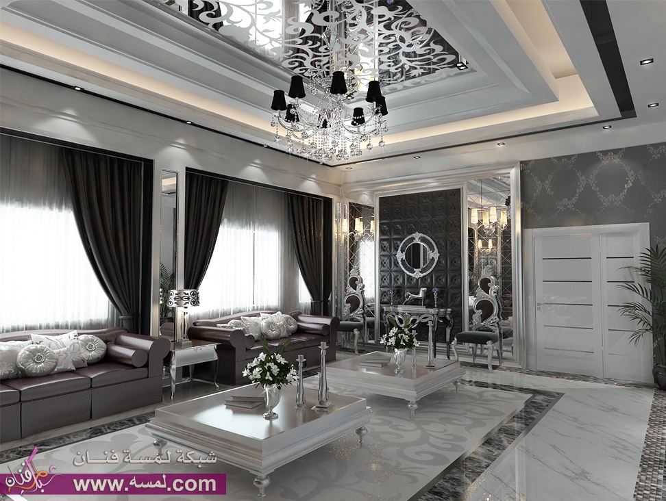 مجالس ابيض وذهبي وبرتقالي وبني بارضيات رخامية وجبسيات فخمة 2014 شبكة