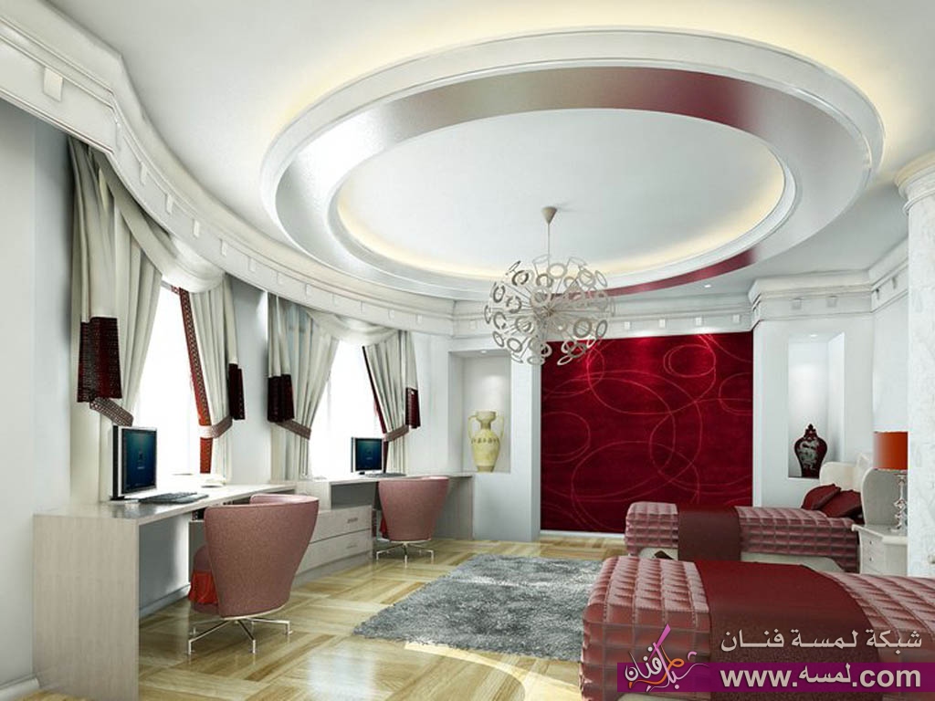 ديكورات جبس غرف نوم و افكار لتصاميم أسقف وجدارن عصرية2014 شبكة لمسة