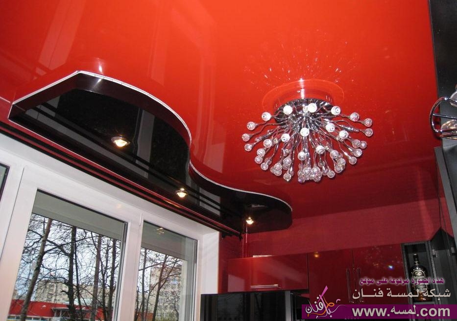 ديكور-اسقف-المطابخ-بلون-احمر